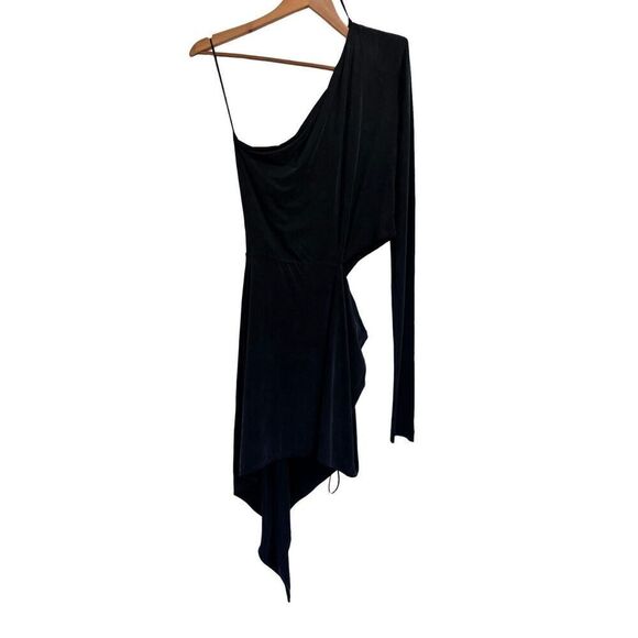 Gauge81 Suani Dress Womens Large Black Ruched One Shoulder Cut Out Drape Front D - Picture 6 of 10